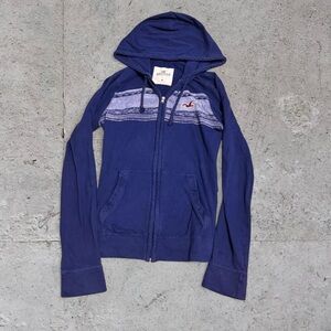 Hollister Vintage Y2K Blue Zip Hoodie W/ Bird Logo